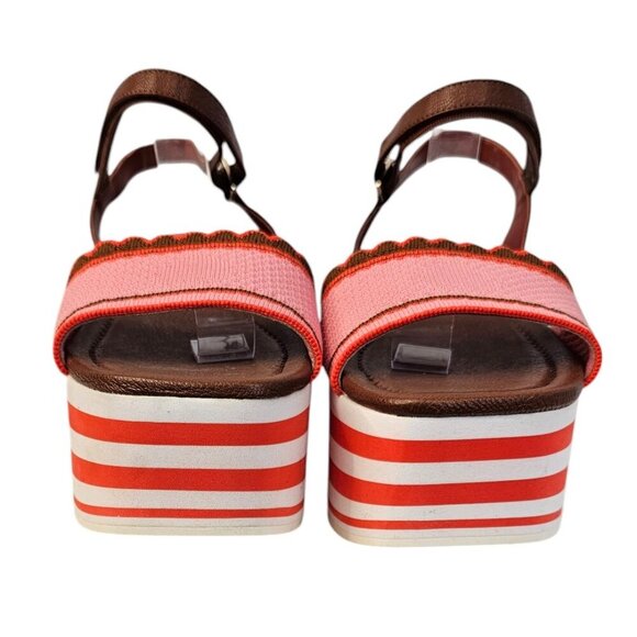 Kate Spade Womens High Rise Spade Wedges, Striped, Platform, Leather, Size 7.5 - Picture 7 of 11